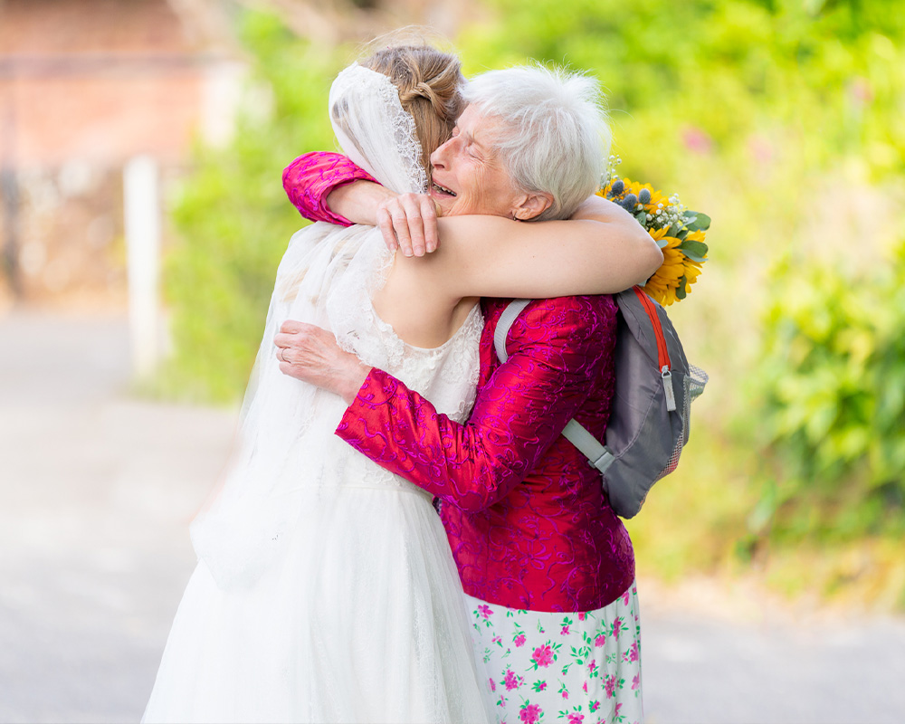 Bride hugging Nan.