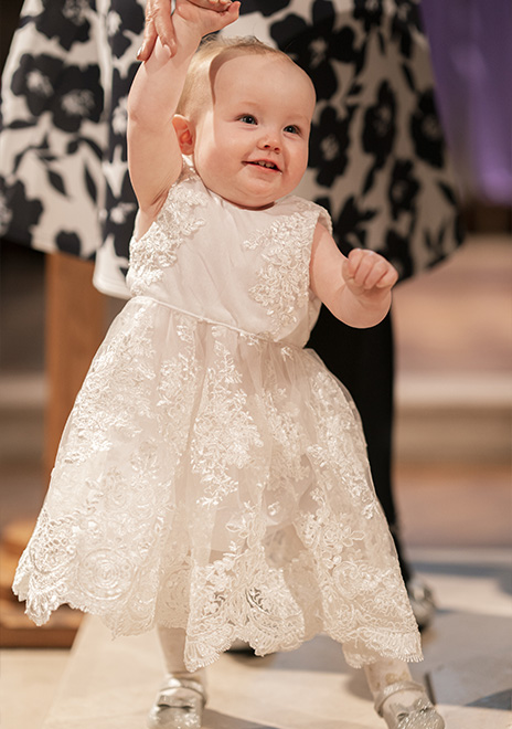 Christening dress at St Mary's Church in Torquay.