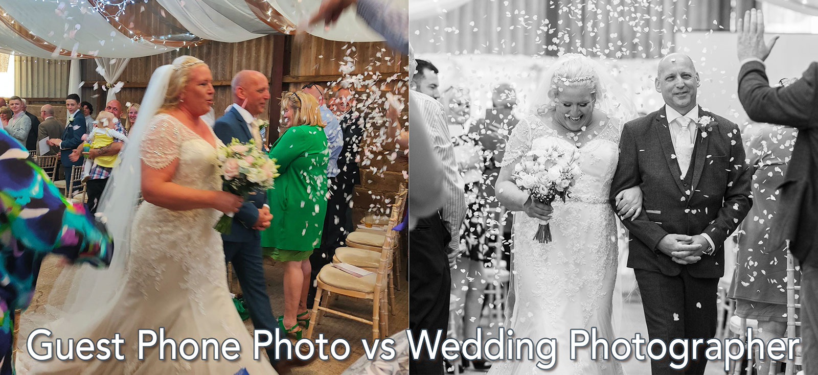 phone photo vs wedding photographer photo.