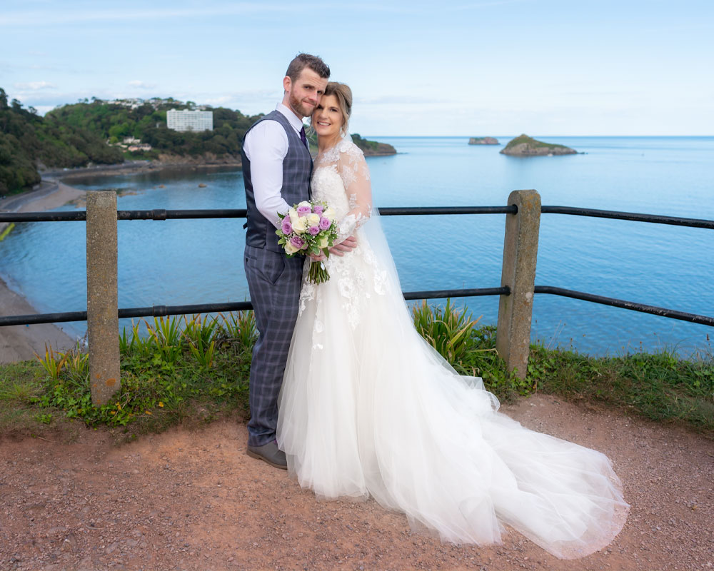 Wedding Bride and Groom at Meadfoot, Torbay, Devon.