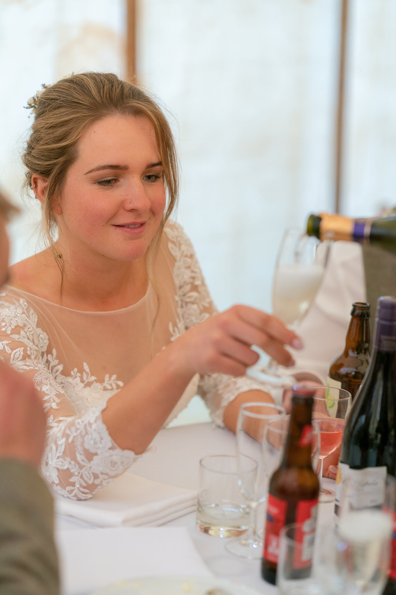 Bride preparing for the toast