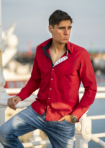 Male model Ed Akay on Princess Pier, Torquay