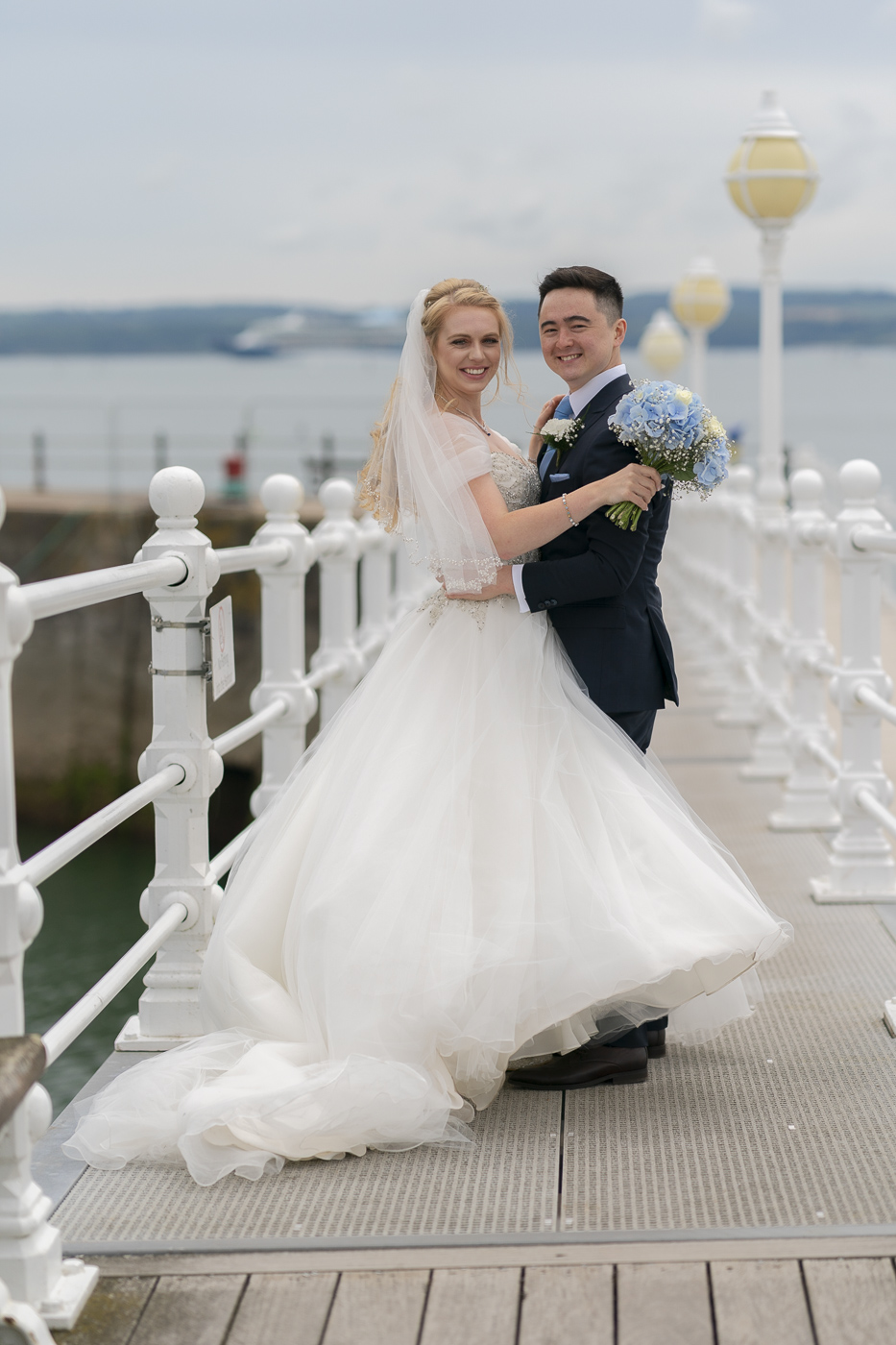 Bride and Groom on Princess Pier in Torquay
